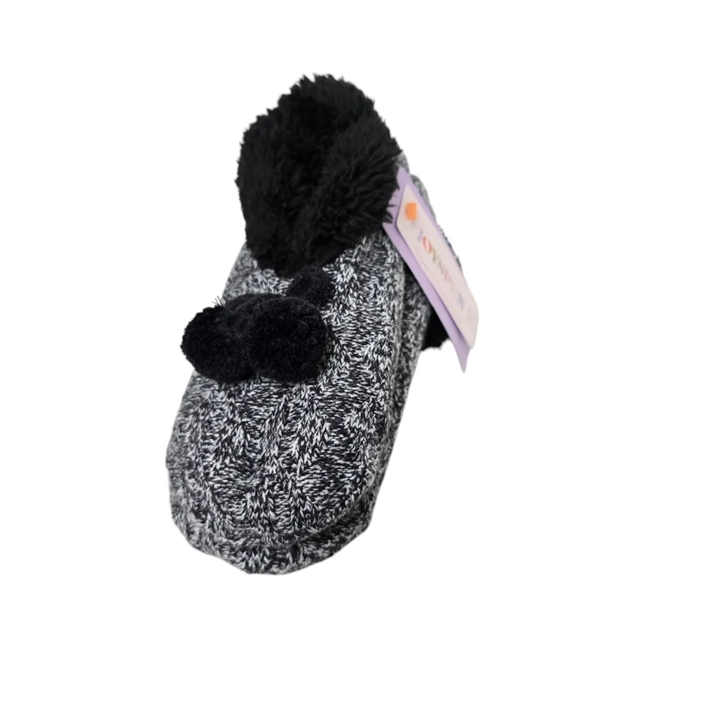 NWT Joyspun Black Heathered Gray Slipper Socks 4-10